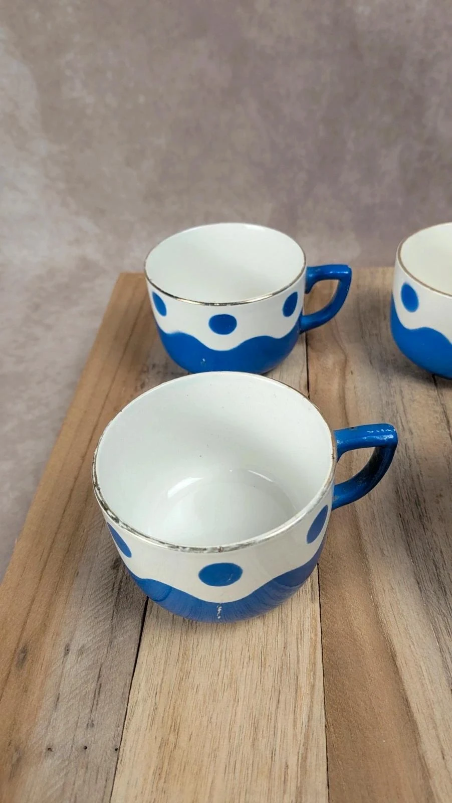 Lot de 6 tasses & soucoupes Sarreguemines – Art déco bleu – photo 7